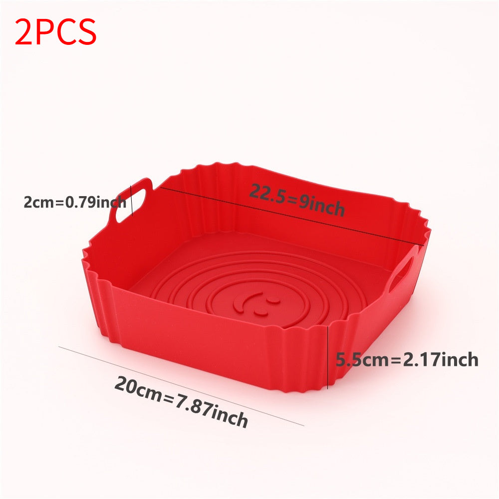 High Temp Silicone Air Fryer Tray - Square Kitchen Baking Mold, Multiple Colors