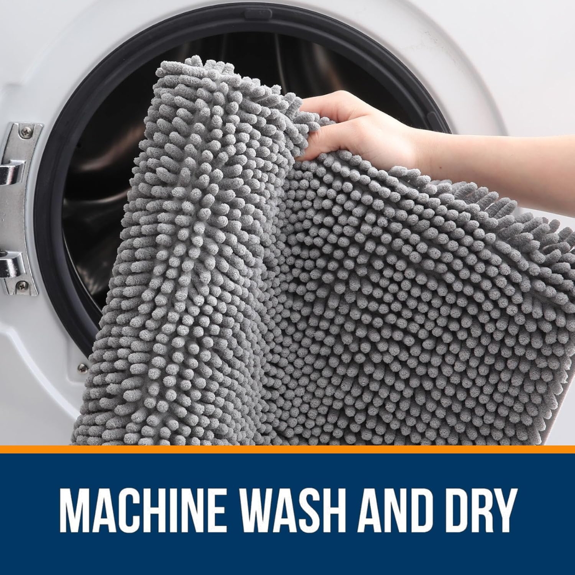 Extra Soft Chenille Bath Rug - Quick Dry, Machine Washable, Grey