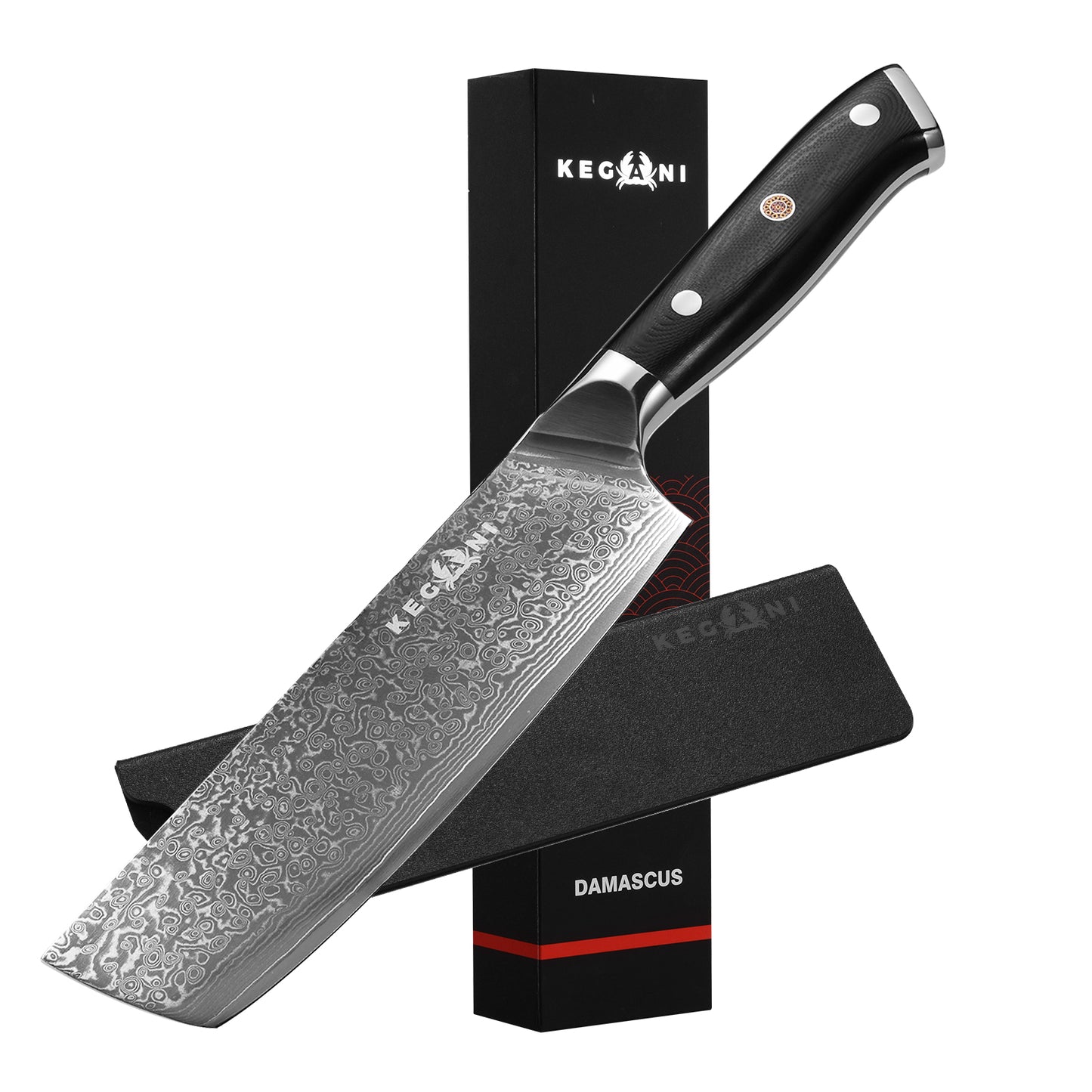 Damascus Steel Chef Knife - 8 Inch VG10 Blade with G10 Handle