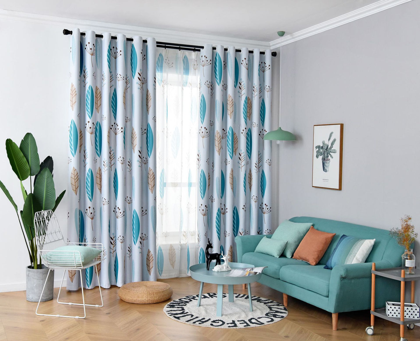 Nordic Style Leaf-Shading Curtain for Bedroom & Living Room - Modern Home Textile