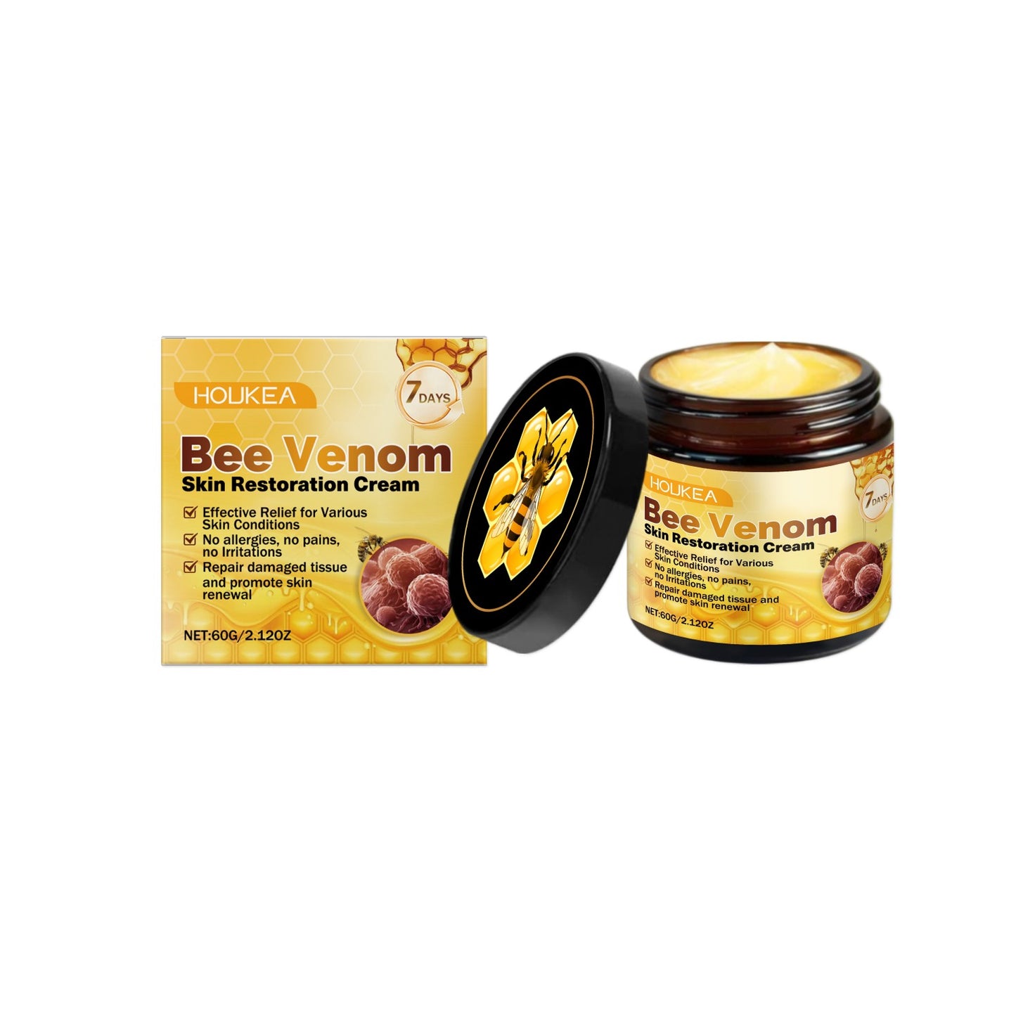 Skin Repair Cream for Body Care with Bee Venom & Natural Extracts - 60g