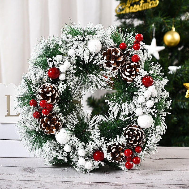 Handmade Christmas Wreath Door Decoration with Flowers and Knots - Festive Wall Hanging