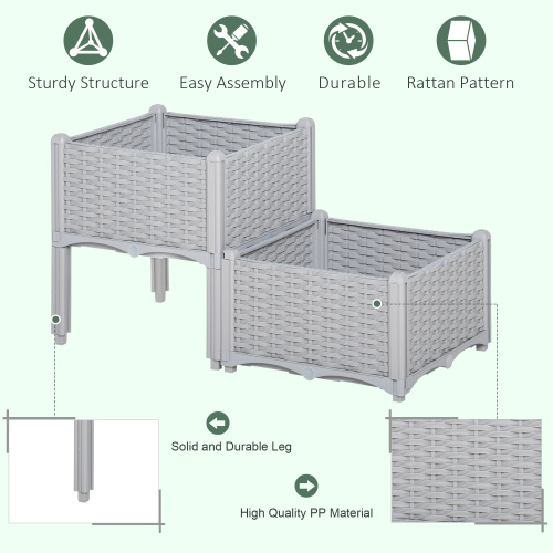 Self-Watering Raised Garden Bed with Legs - Gray Planter Box