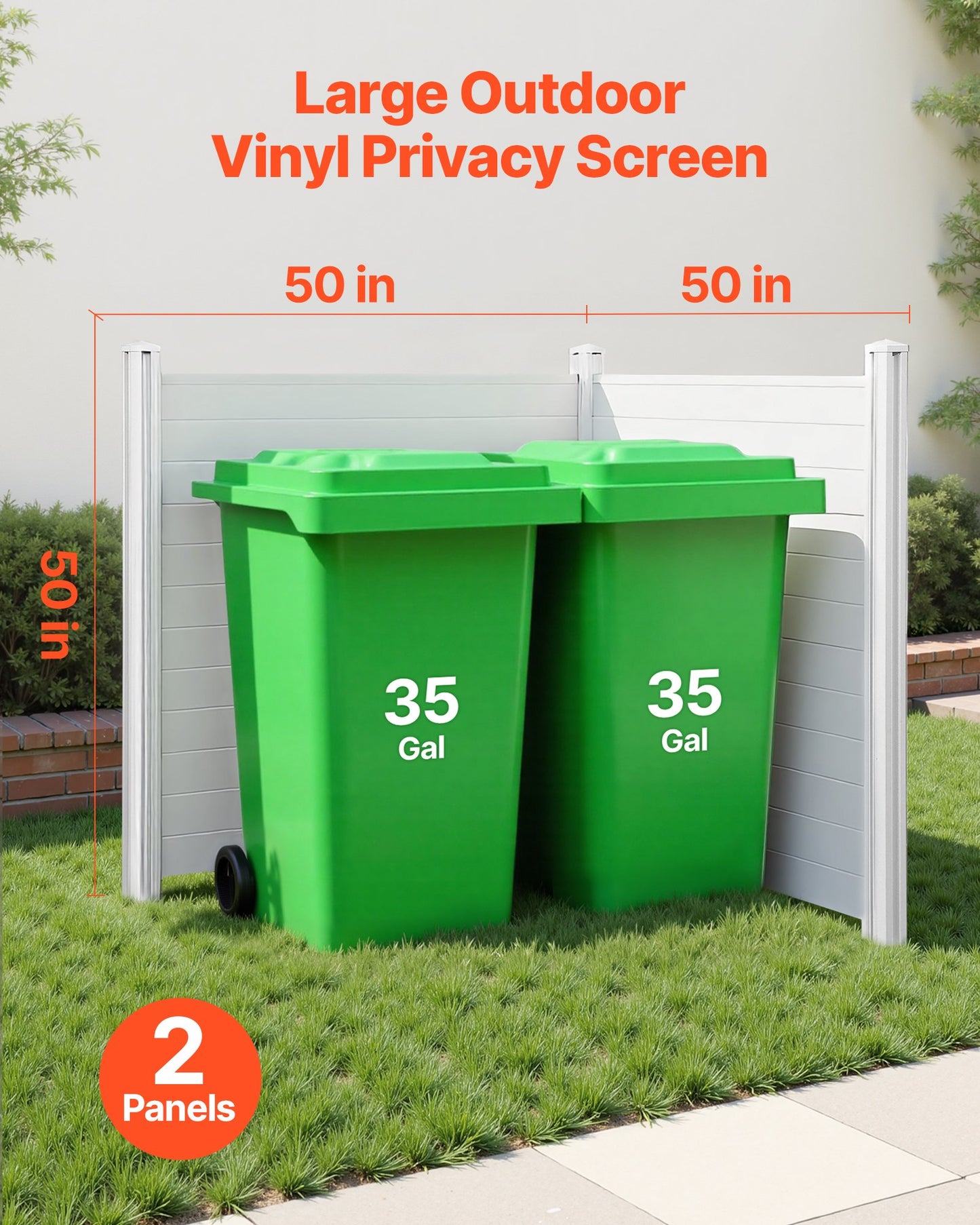 Black Outdoor Privacy Fence Panels 50x50 Inches with Ground Stakes for Air Conditioner & Trash Enclosure