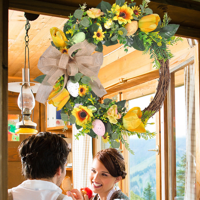 40cm Easter Rattan Door Hanging Wreath Home Decor