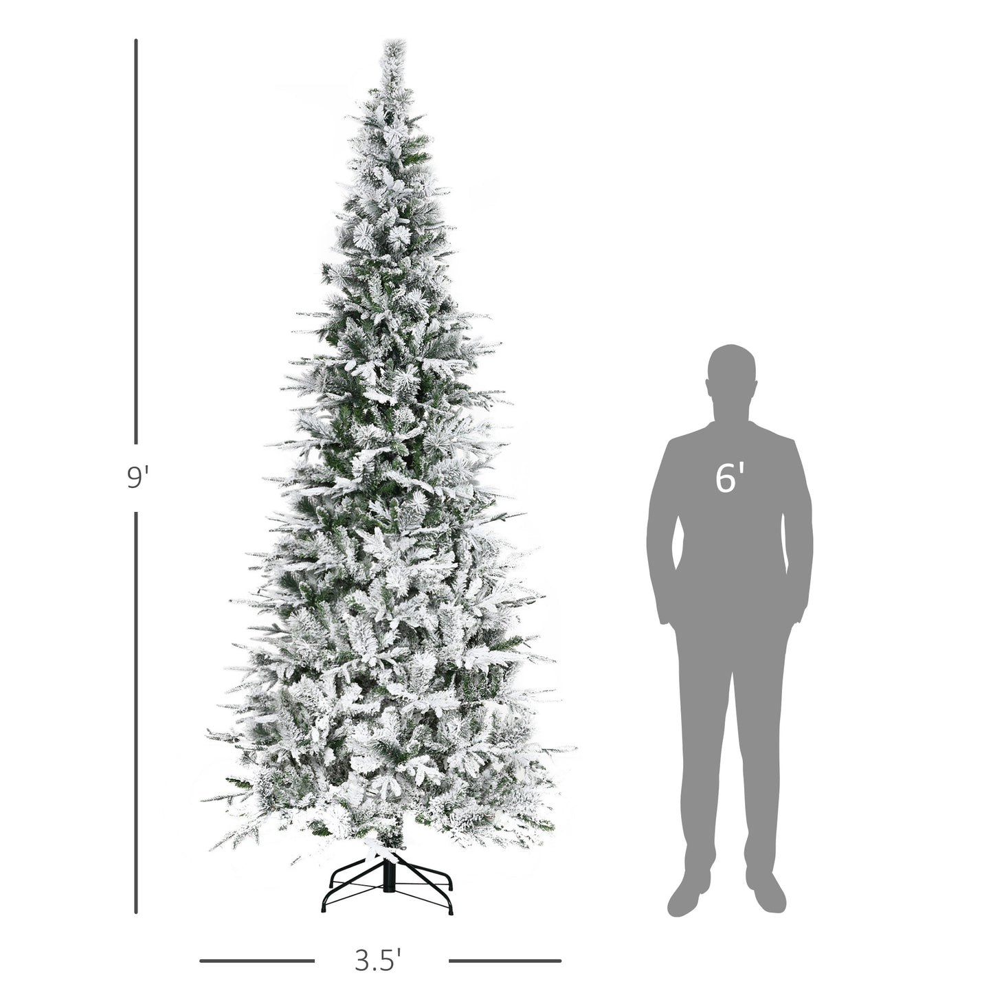 9ft Snow Flocked Pine Artificial Christmas Tree - Green