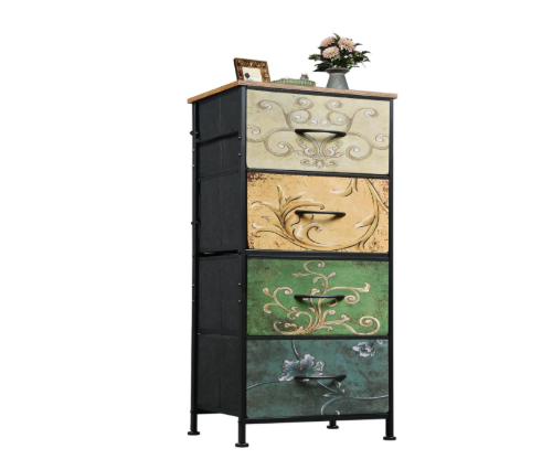 Sturdy Bedside Table with Movable Fabric Box - 37.4 Inch