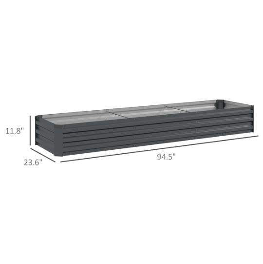 Raised Garden Bed - Dark Gray Galvanized Steel Planter