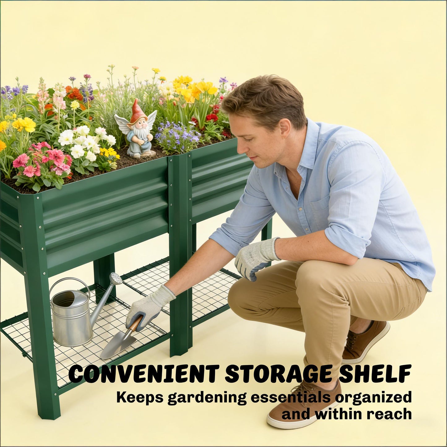 Elevated Planter Box - Outdoor Raised Garden Bed in Green