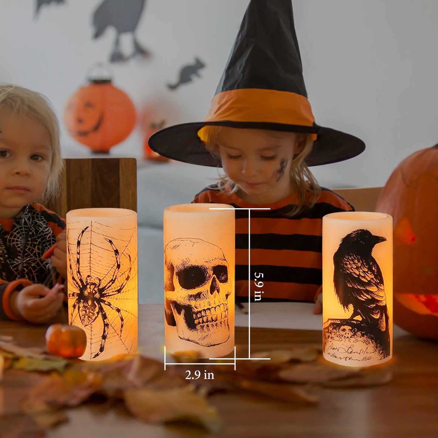 Halloween Flameless Candle Set with Timer - 3 Pack