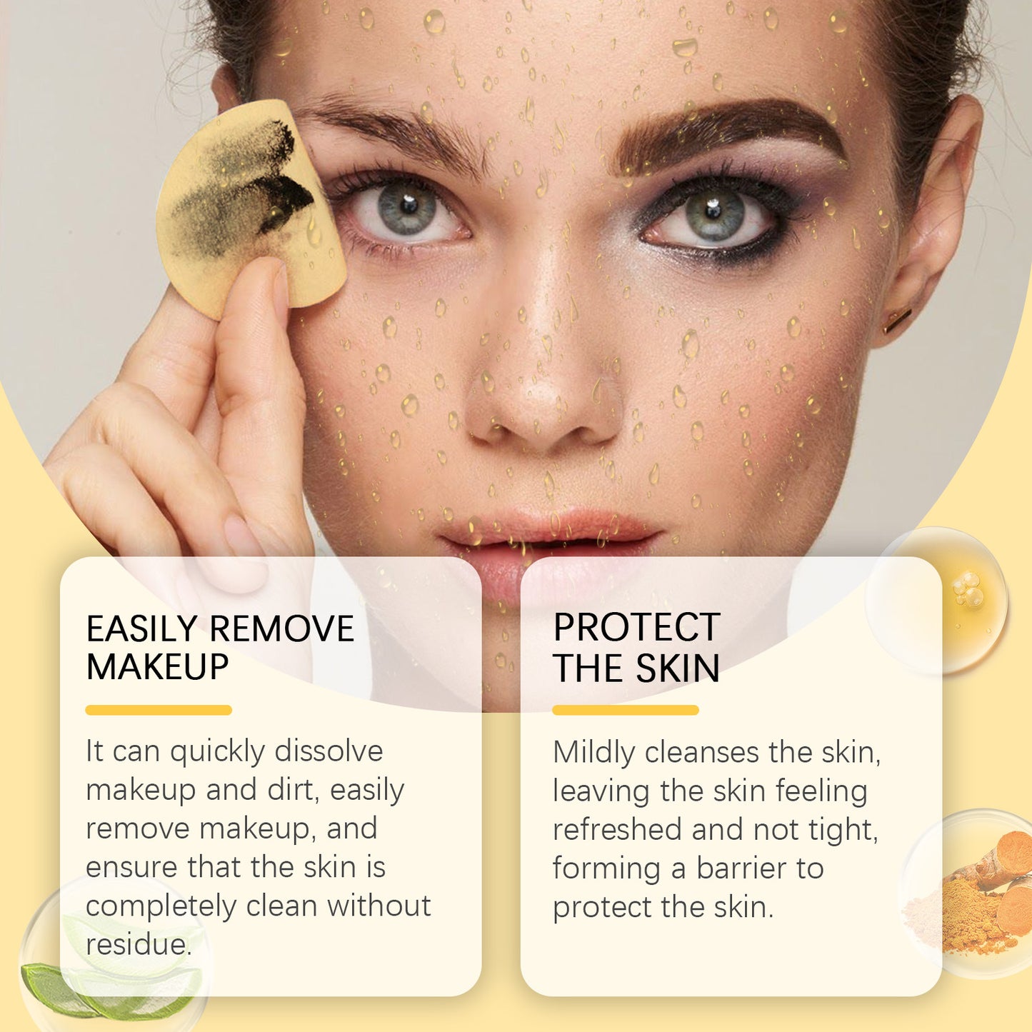 Turmeric Makeup Remover Gel - Gentle Facial Cleansing with Glycerin & Natural Extracts 100ml