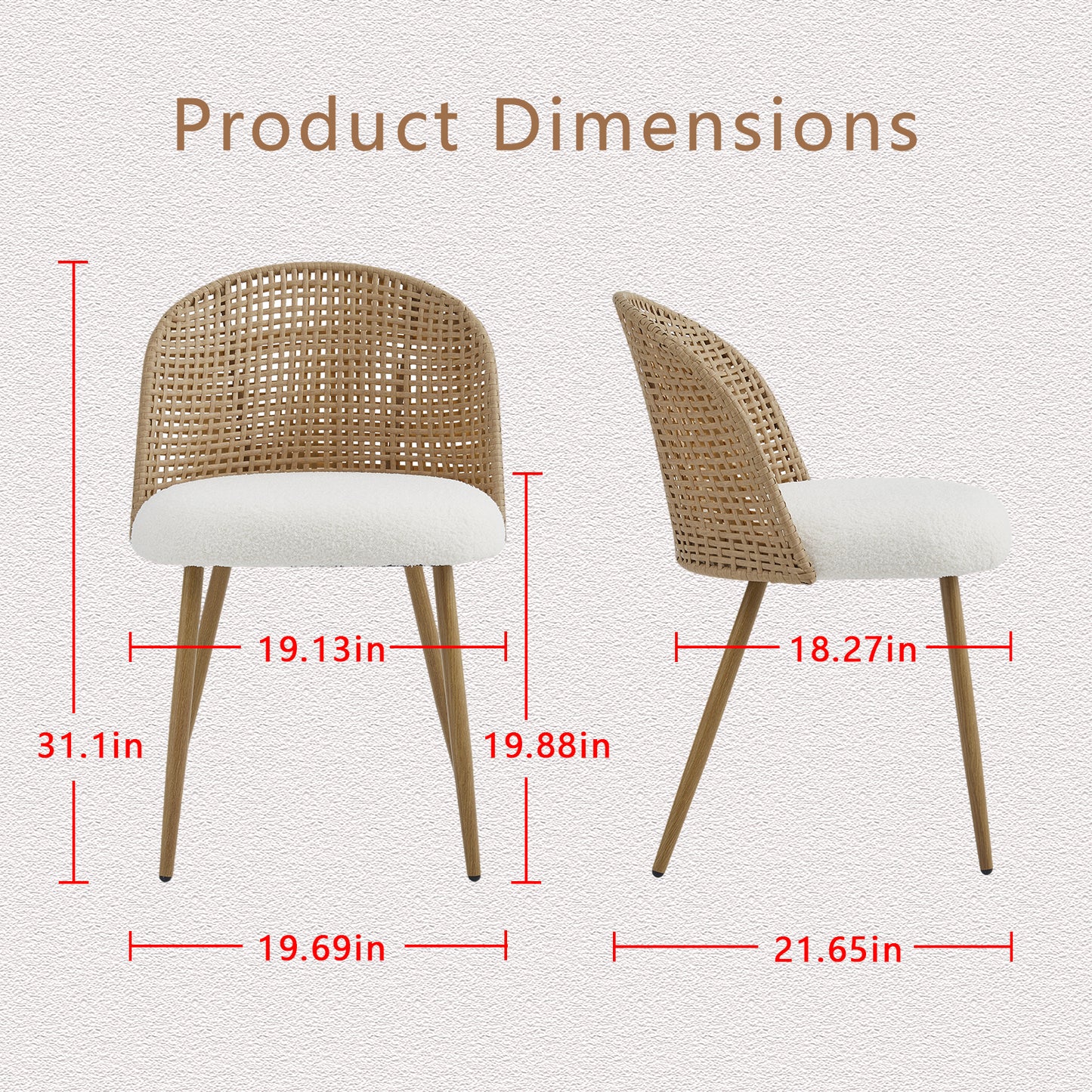 Modern Beige & Brown Wicker Dining Chairs Set of 4