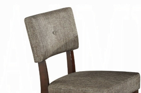 Gray Fabric Side Chair Set of 2 with Espresso Finish