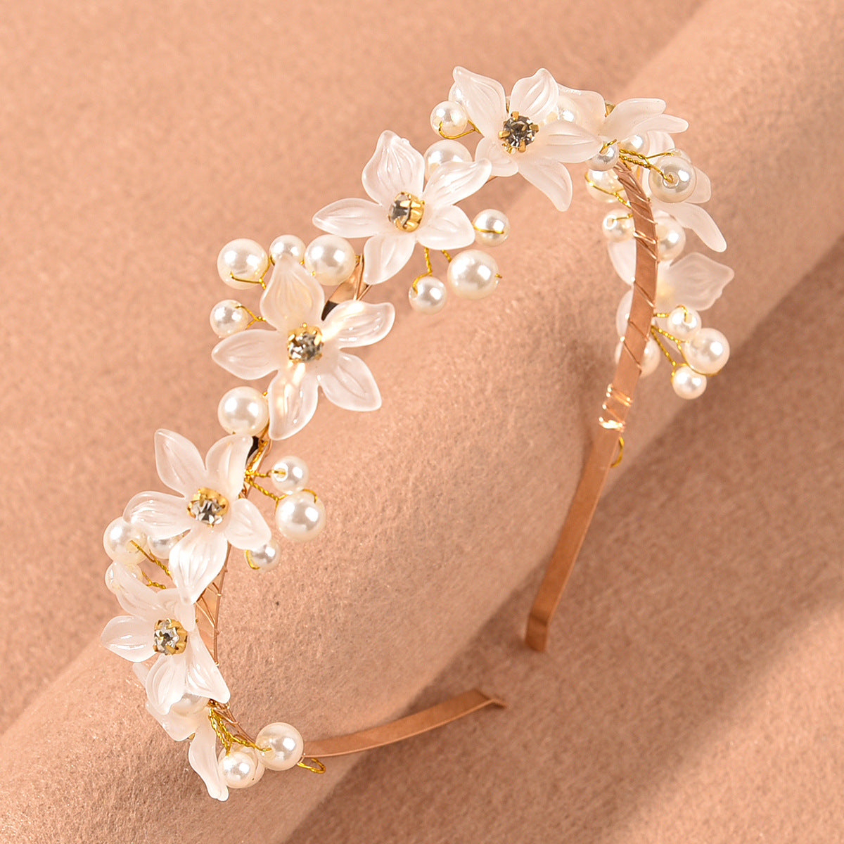 Women's Floral Pearl Hair Hoop Headband