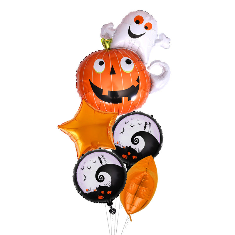 Halloween Themed Aluminum Film Balloons - 5-Piece Set for Parties & Decorations