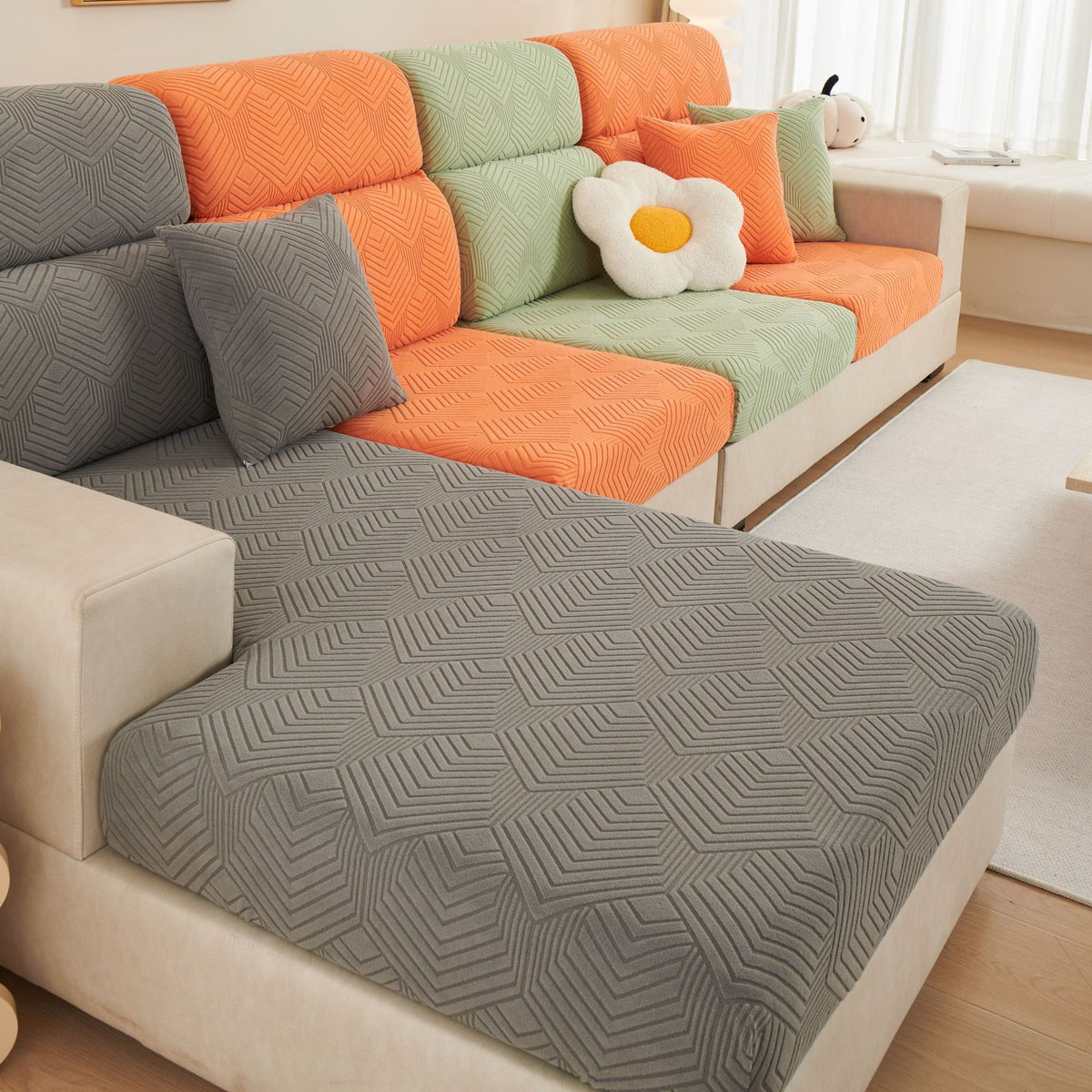 Elastic Non-Slip Sofa Cover - Jacquard Velvet Fit for 3-4 Seat Sofas