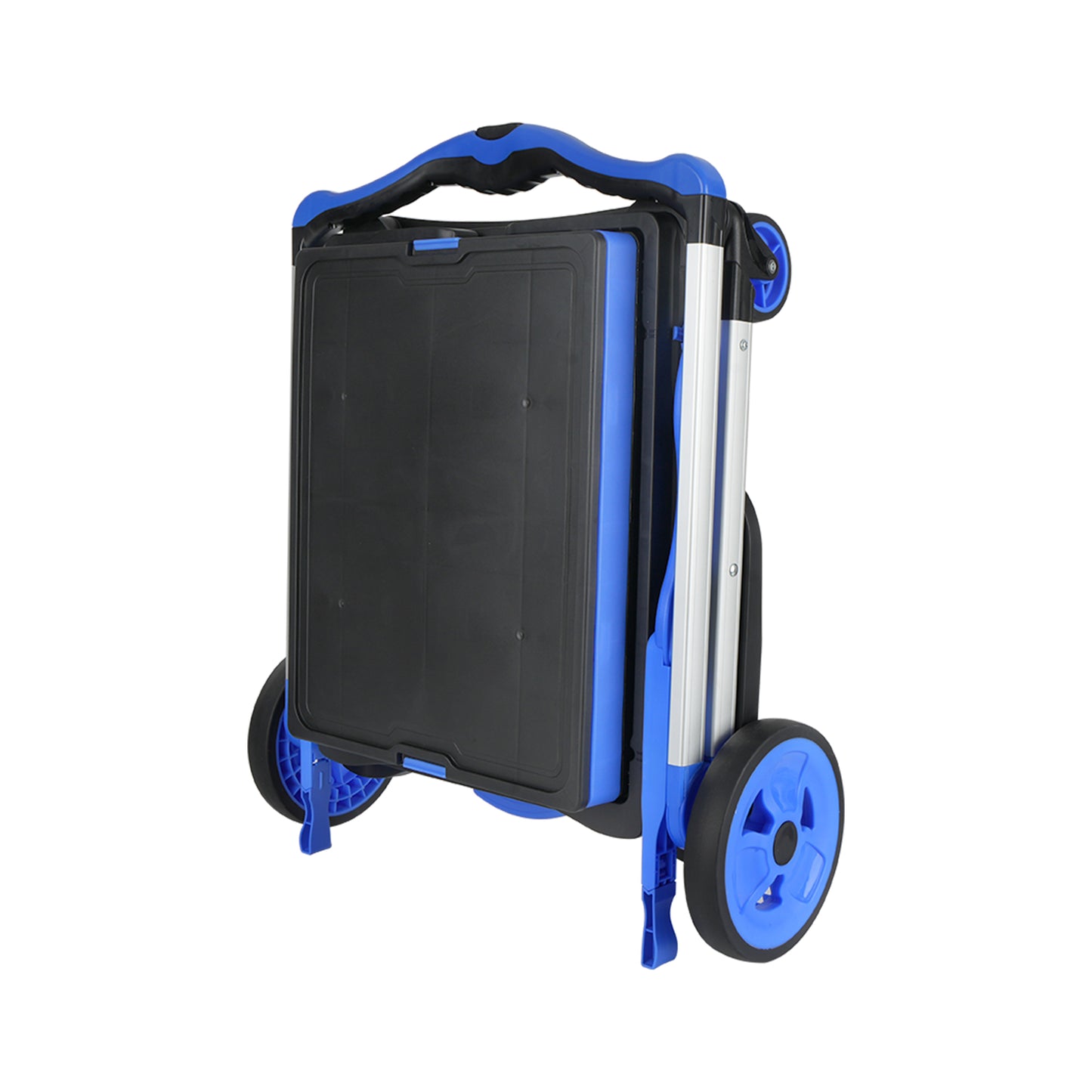 Collapsible 2-Tier Shopping Cart with Storage Crate - Blue