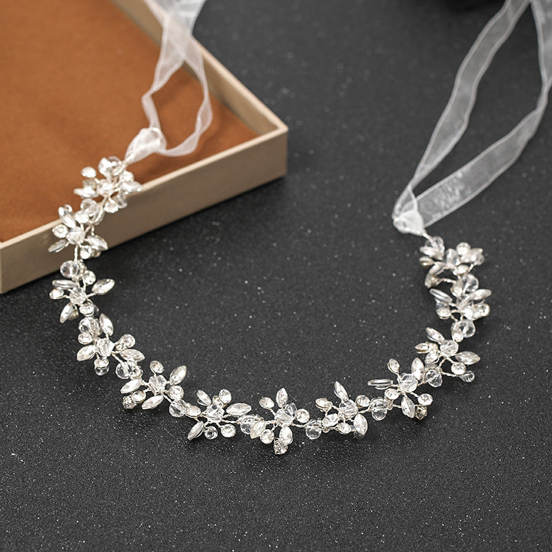 Rhinestone Hair Hoop Headband - White