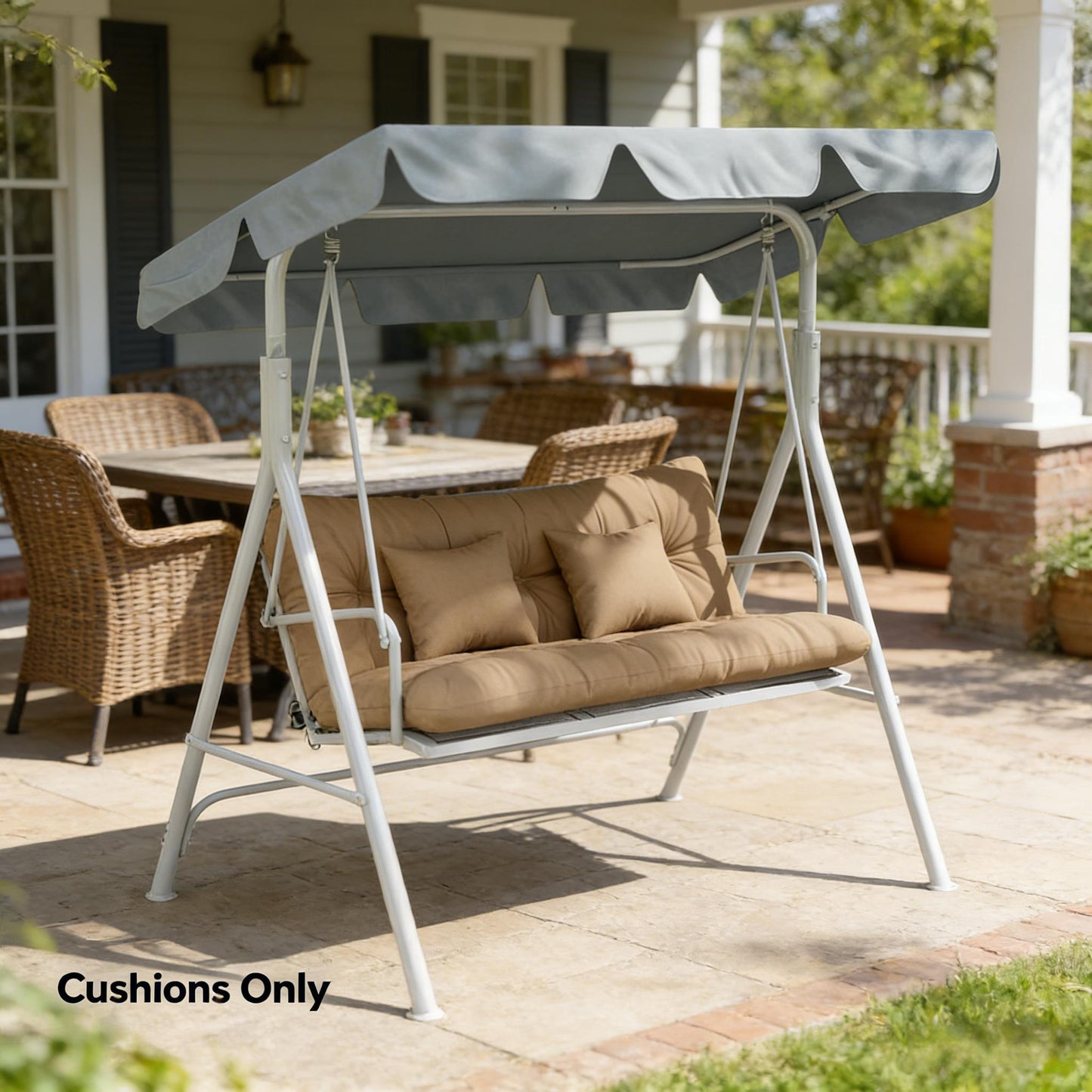 Tufted Outdoor Furniture Cushions Set - Khaki Seat & Back Pads