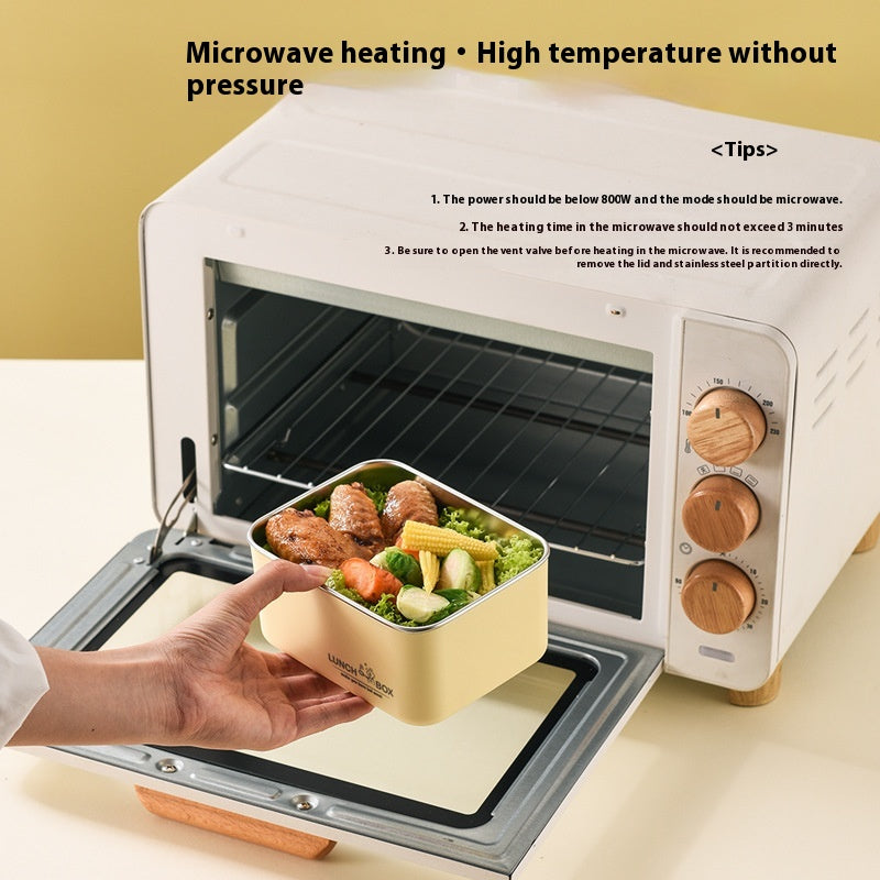 Stainless Steel Bento Lunch Box Set with Cover and Anti-Scald Feature