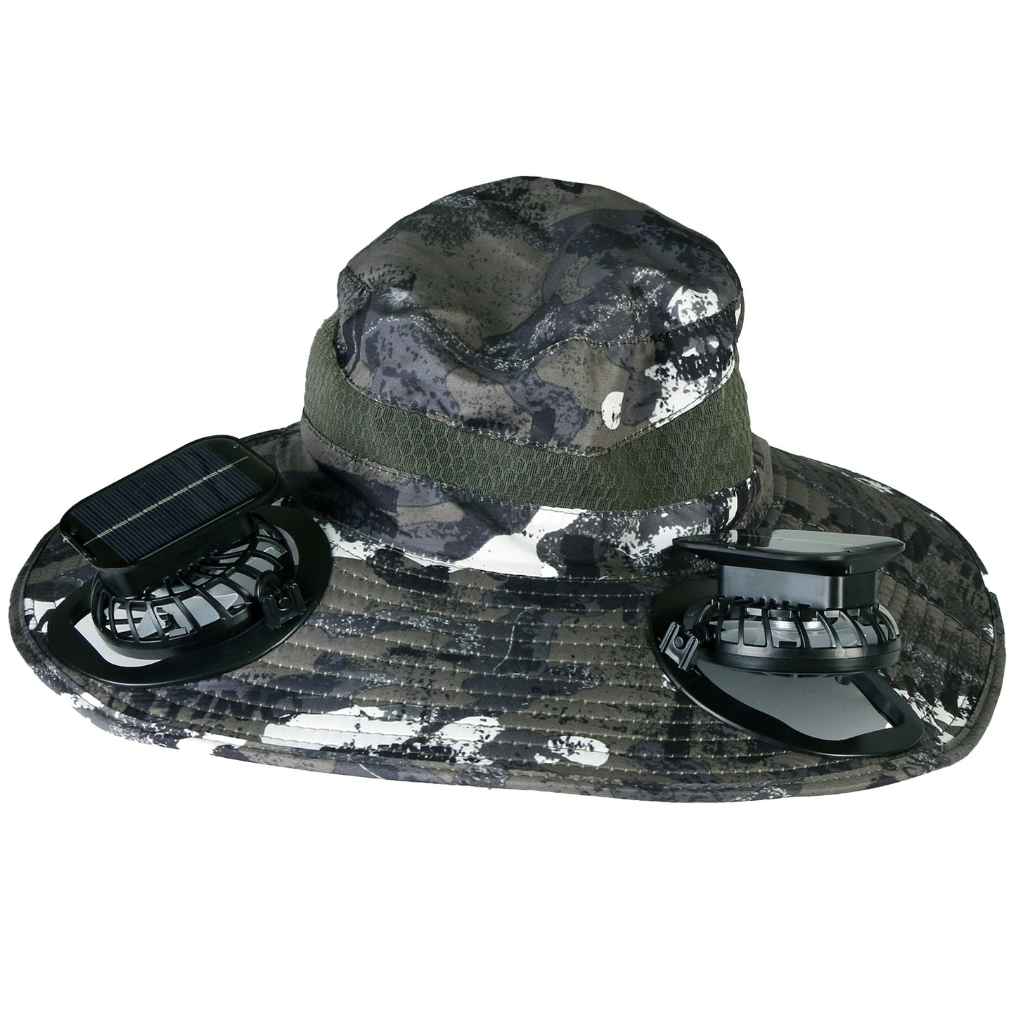 Outdoor Wide Brim Sun Hat with Rechargeable Fans - UPF50 Waterproof Mesh Hat for Hiking Camping Fishing