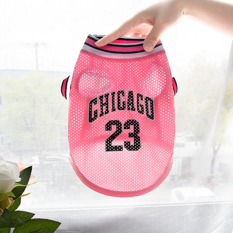 Large Mesh Basketball Dog Vest - Summer Pet Clothes for Active Dogs