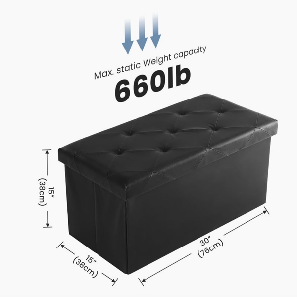 30 Inches Folding Ottoman With Storage Bench, Foot Rest Stool, End Of