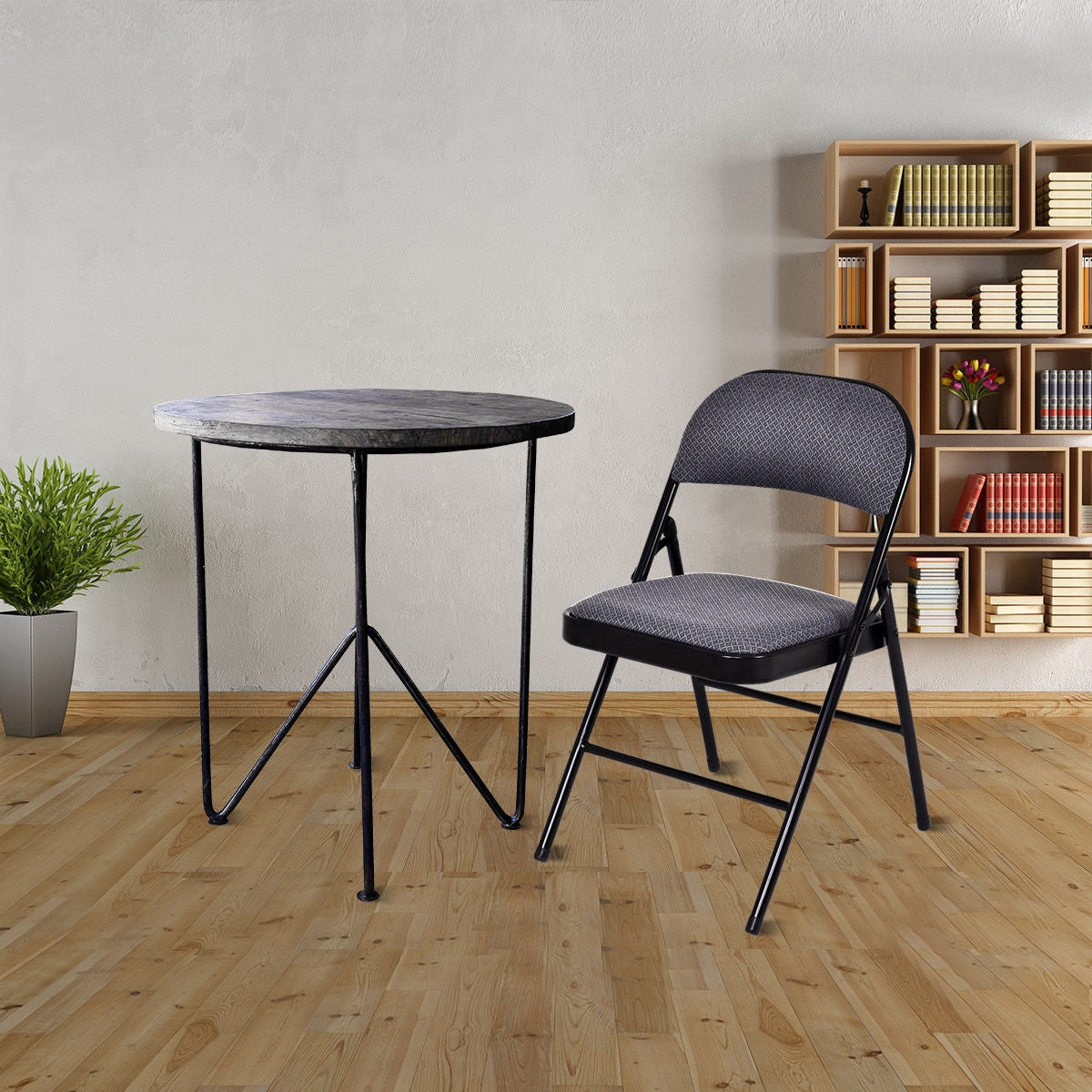 4-Piece Folding Chairs Set with Padded Seats and Ergonomic Backrest
