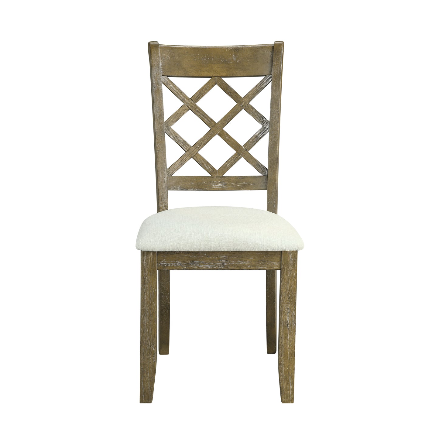 Karsen Beige Linen & Rustic Oak Finish Side Chairs - Set of 2