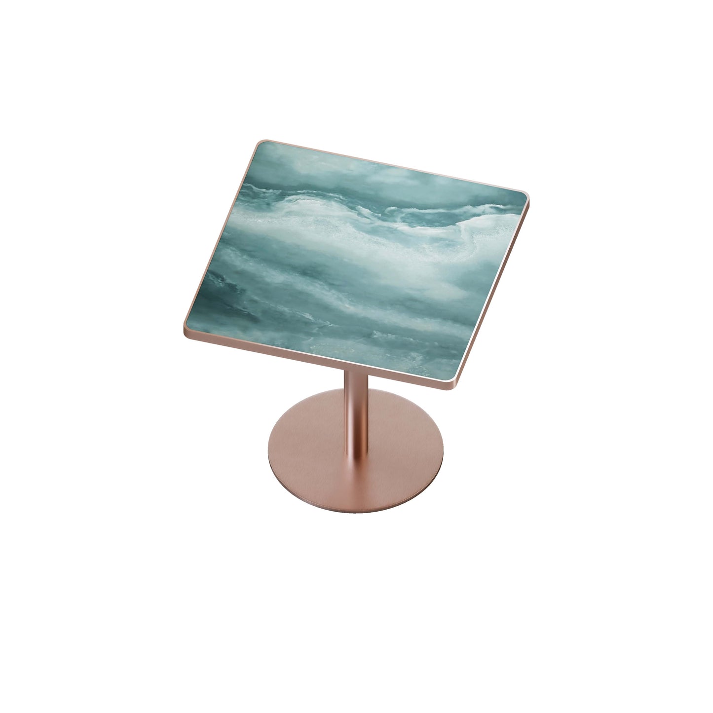 Modern 31.5-Inch Bistro Table with Faux Marble Top - Light Slate Grey