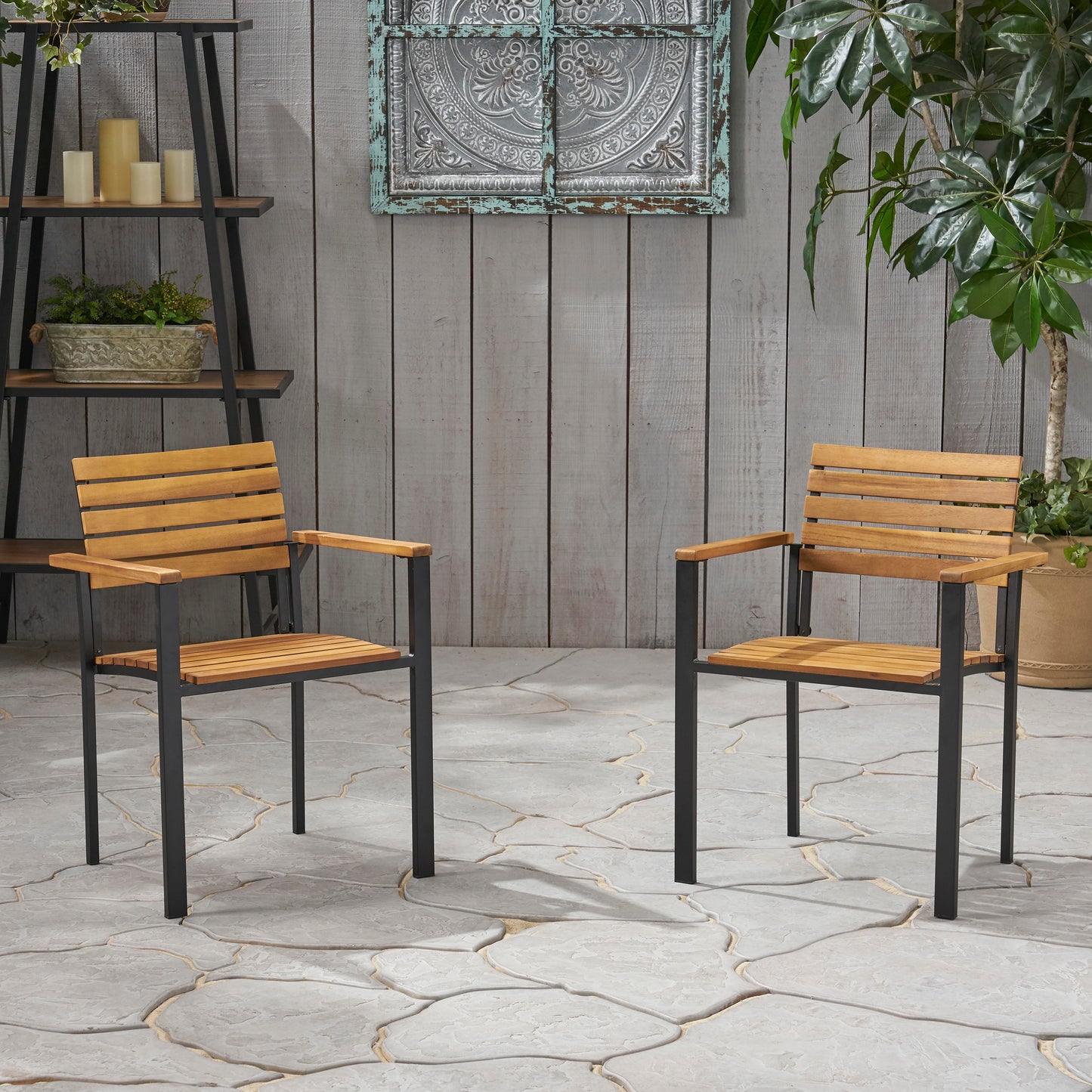 LARIS WOOD AND METAL CHAIR