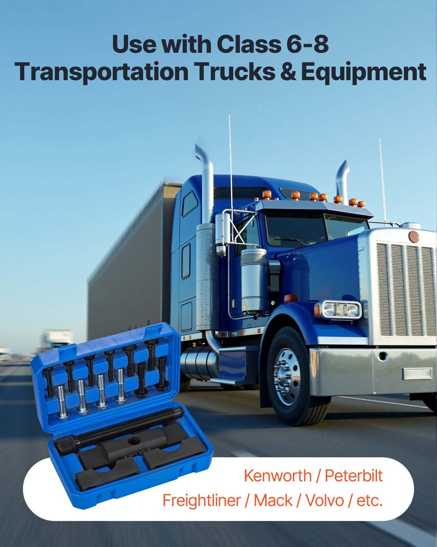 Heavy Duty Vehicle Yoke Puller Kit for Class 6-8 Trucks - Compatible with Kenworth, Peterbilt, Freightliner, Mack, Volvo