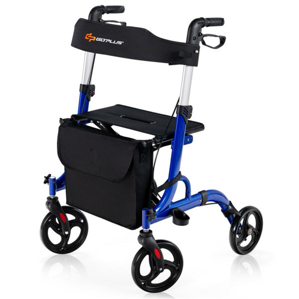 2-in-1 Rollator Walker & Wheelchair - 330 Lbs Capacity, Blue