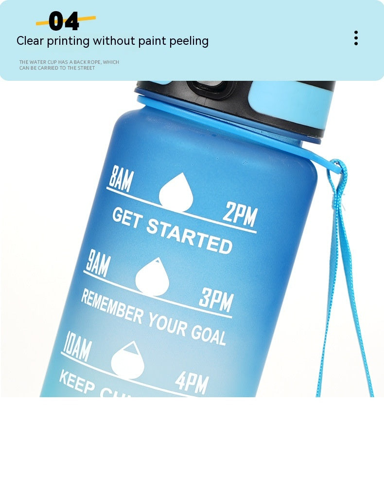 Large Capacity Sports Water Bottle - Gradient Cup with Lanyard 1000ml