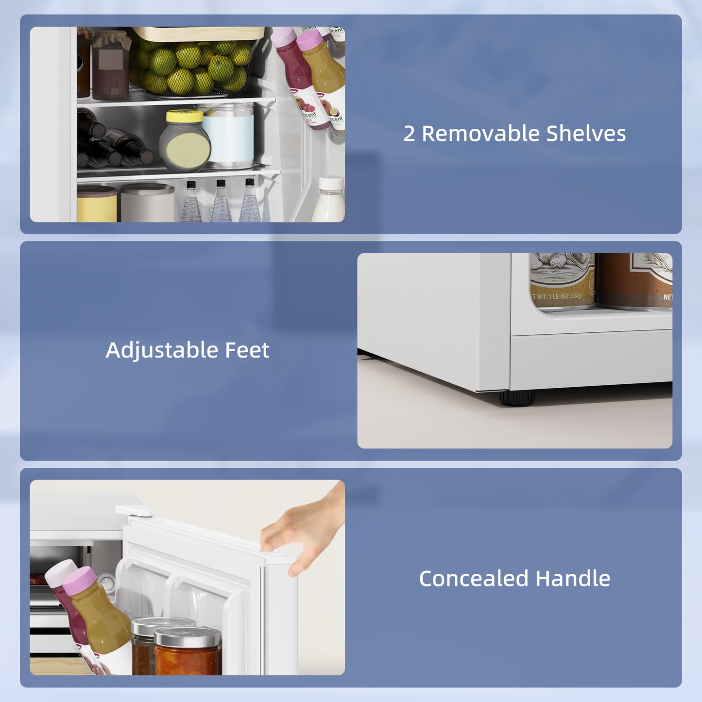 2.5 Cu.Ft Mini Fridge with Freezer - Compact Reversible Door, Adjustable Thermostat, White