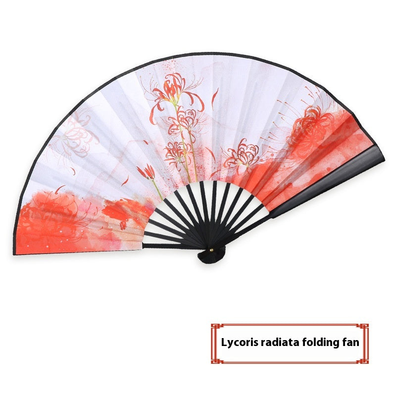 Antique Han Chinese Folding Fan with Bamboo Handle - Multiple Sizes