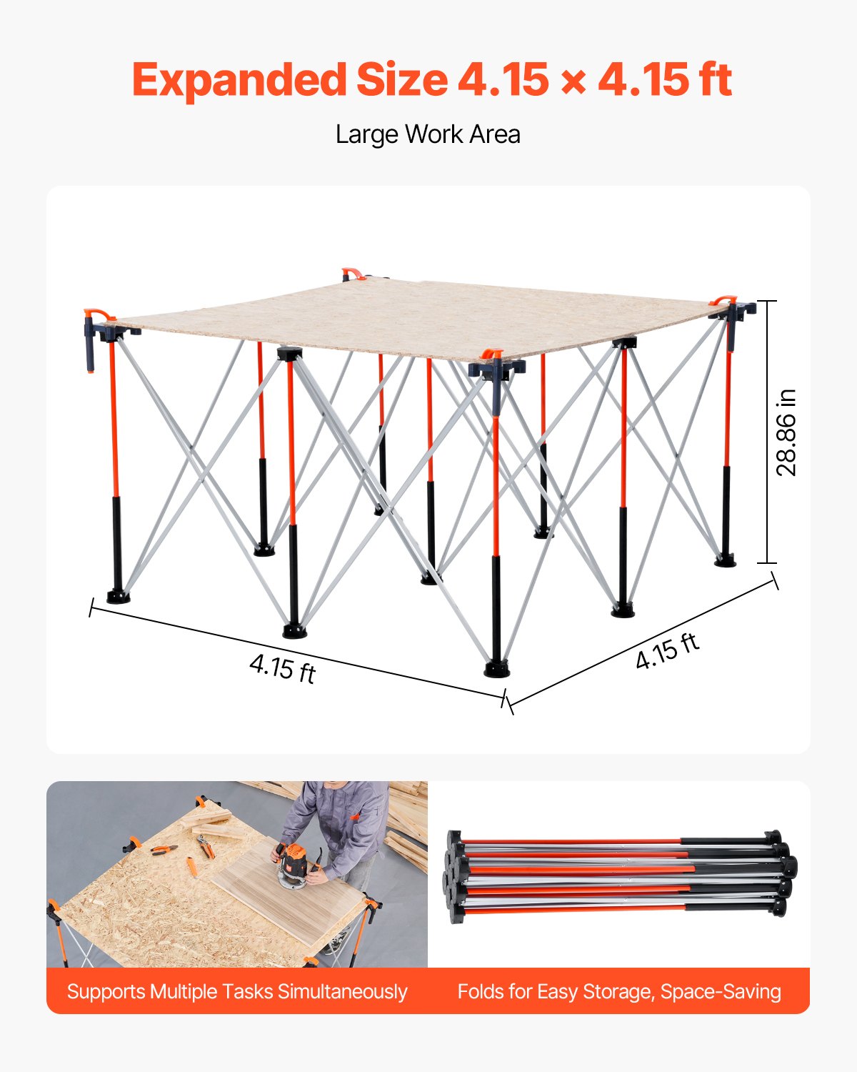 Portable Folding Workstand with 3500lbs Capacity - Collapsible Aluminum Support