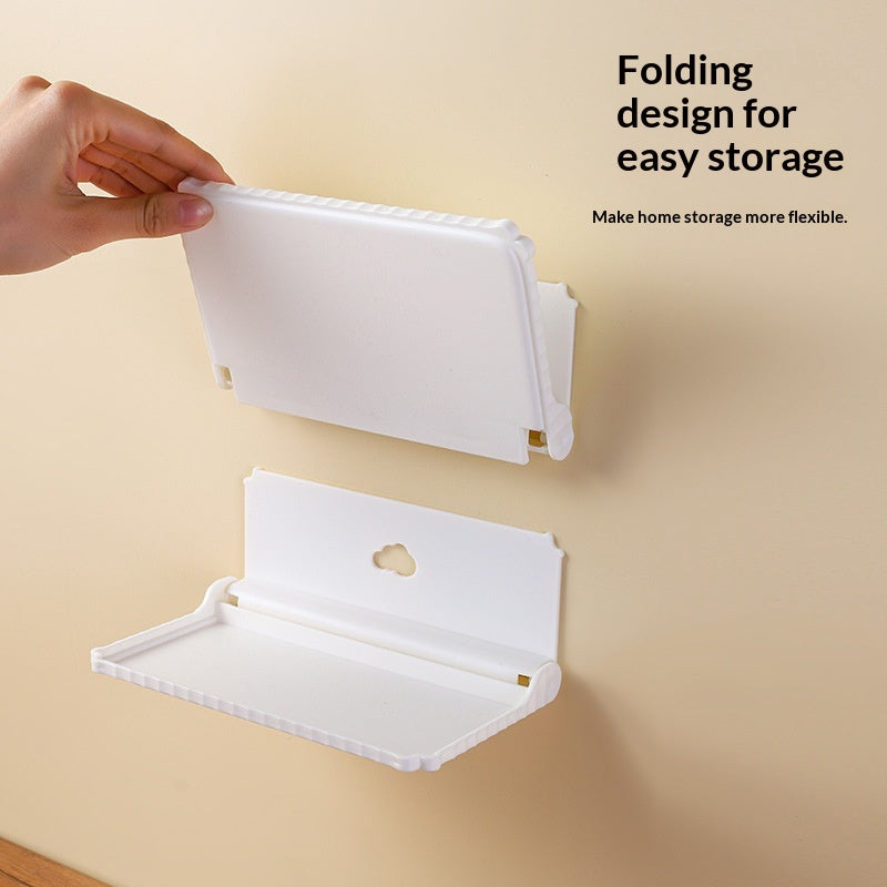 Foldable Wall-Mounted Bathroom Storage Rack - Multi-Purpose, No Drilling