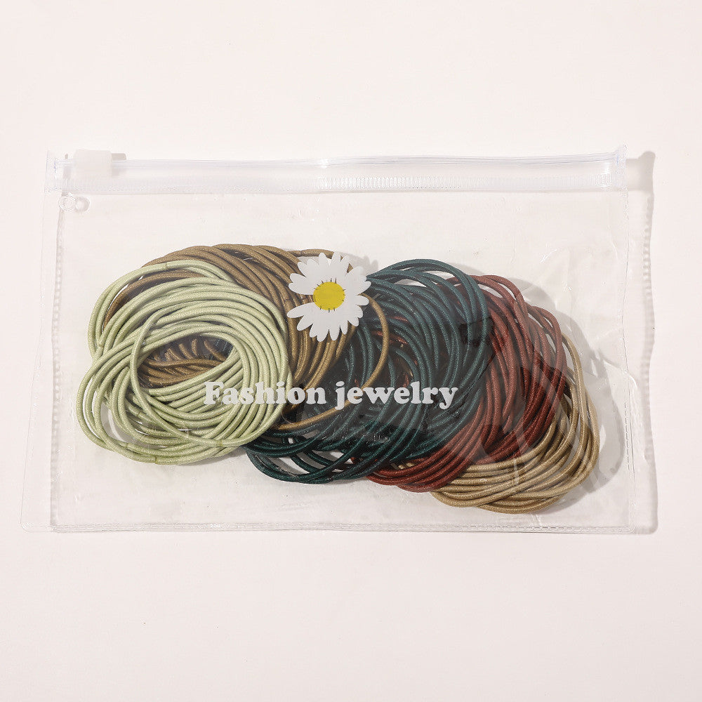 Women Elastic Leather Hairband with Bag or Barrel Style - Hair Rope Accessory
