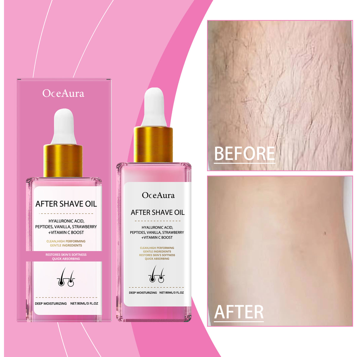 Hair Removal & Shaving Repair Essential Oil - Strawberry Flavored, 90ml