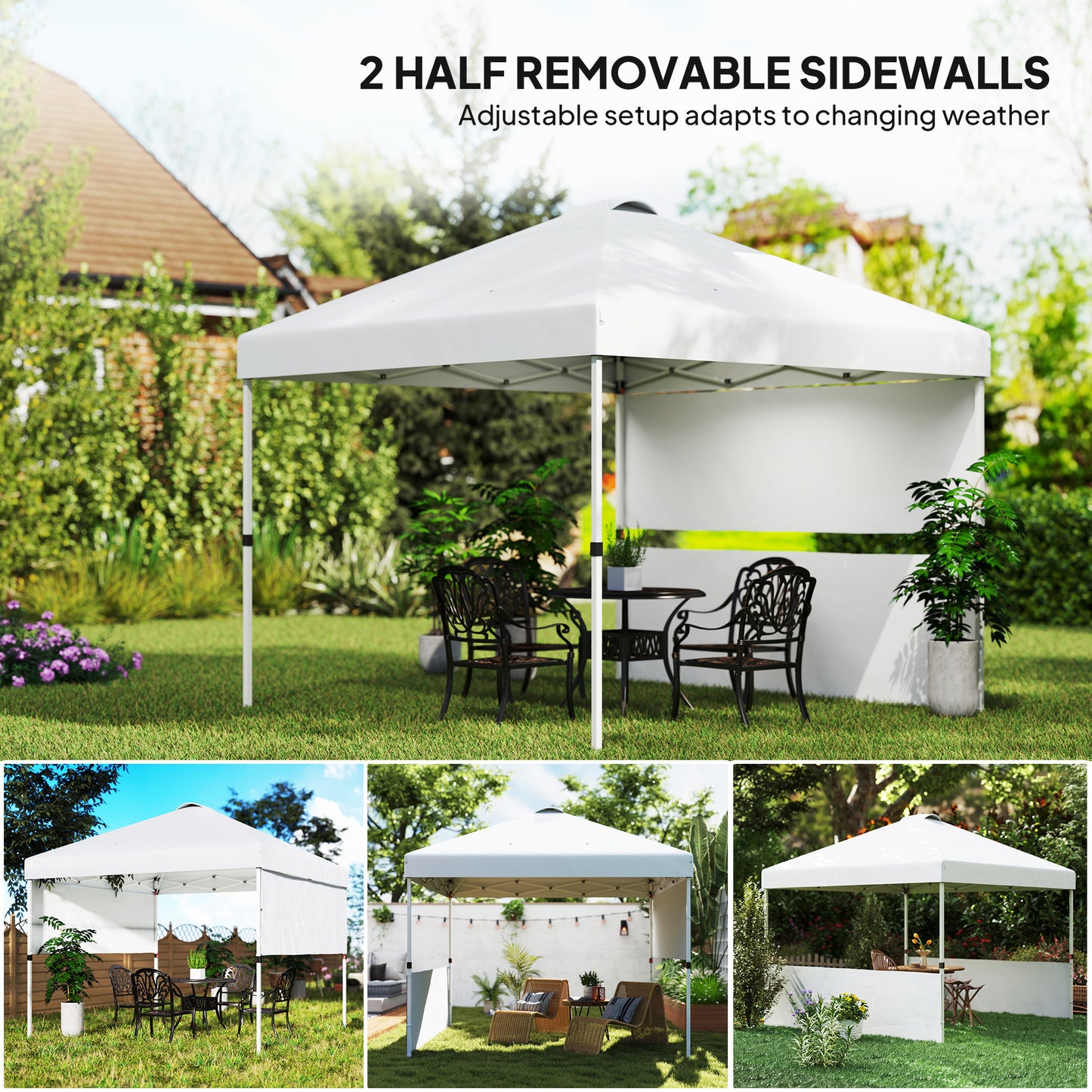 10x10 Pop Up Canopy Tent with Sidewalls - UV50+ Sun Shelter