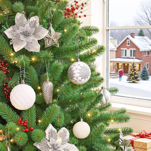 128pcs Christmas Ornament Balls Set - Shatterproof Baubles & Tree Topper