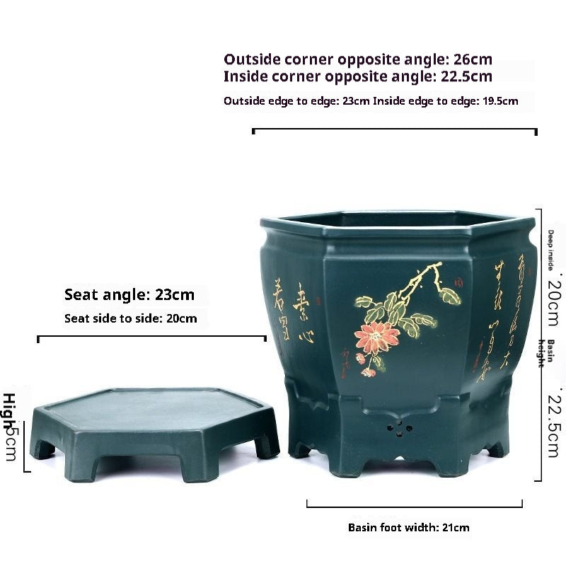 Hexagonal Large Ceramic Flowerpot for Home Garden Indoor Outdoor