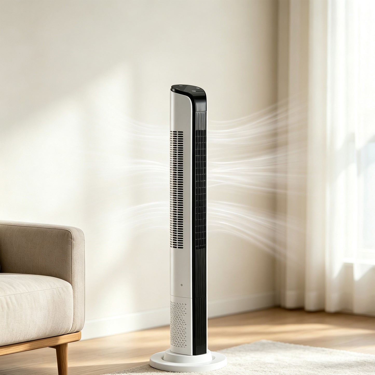 42 Inch Smart Tower Fan with WiFi Remote Control Digital Display Space Saving