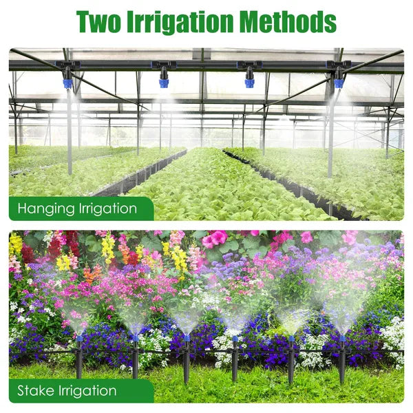 75FT Drip Irrigation System with Adjustable Misting Nozzles