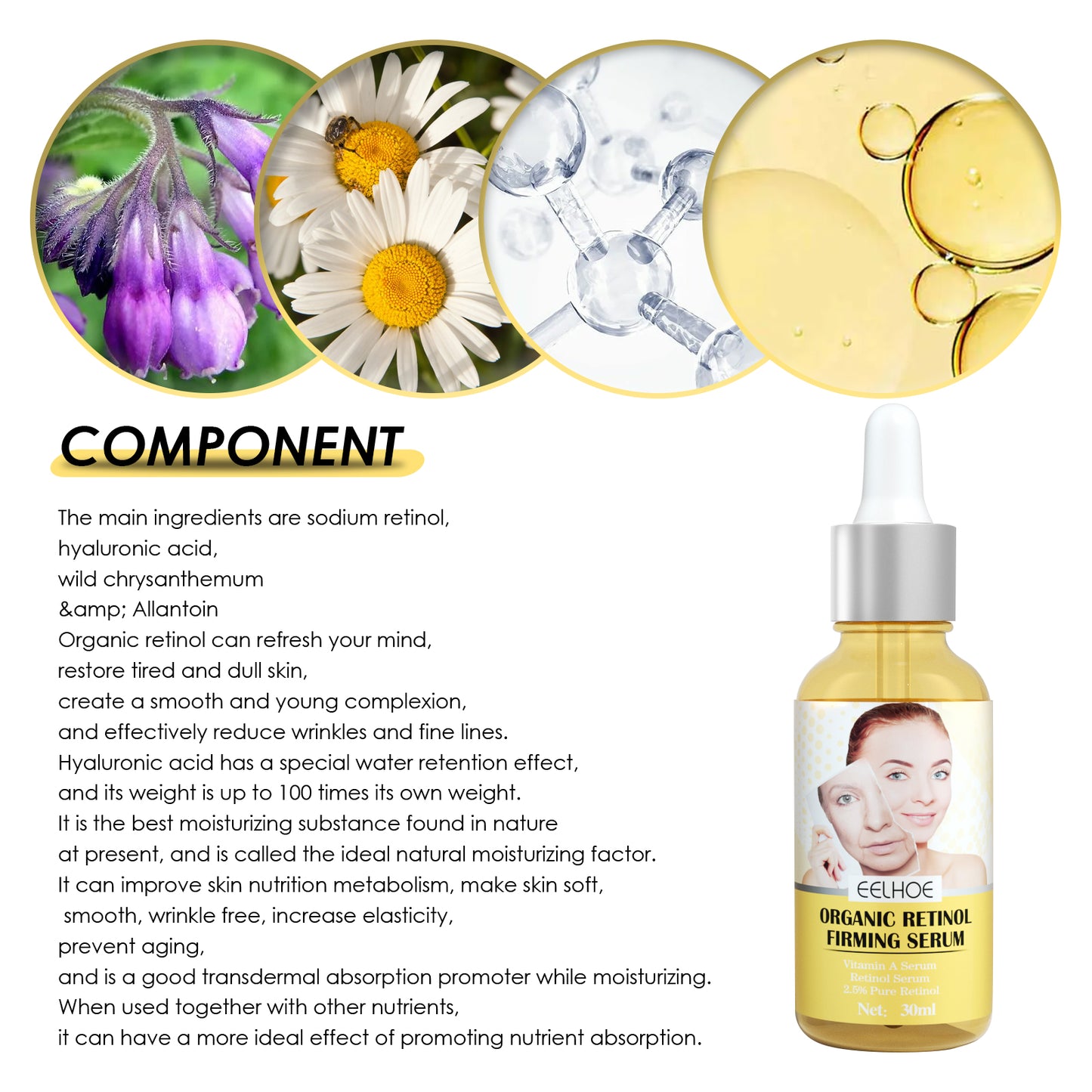 Retinol Firming Face Serum - Anti-Aging Hydrating Facial Essence (30ml)