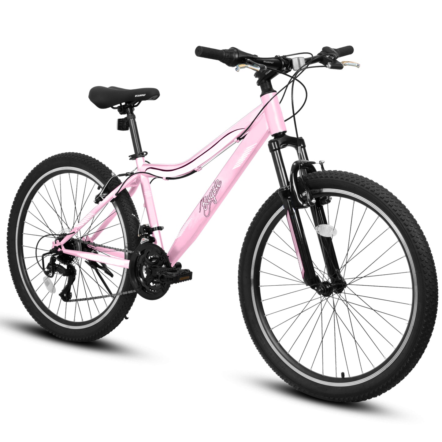 A24208D Mountain Bike 24/26 Inch - High-Density Steel Frame, 21 Speed, Pink