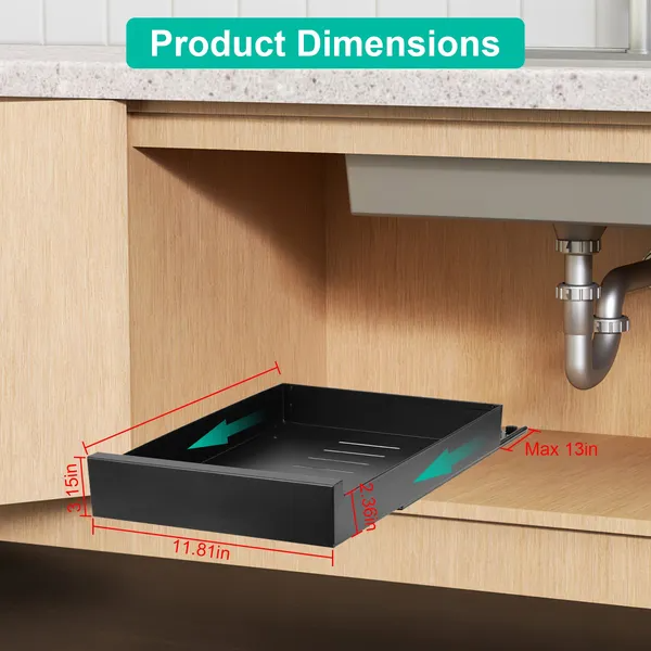 Pull Out Cabinet Organizer Carbon Steel Slide Drawer Storage Smooth