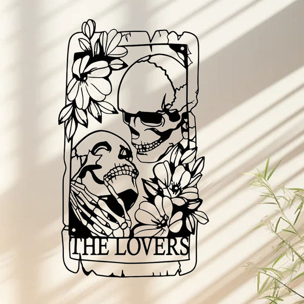 Gothic Skeleton Lovers Tarot Wall Art - Dark Aesthetic Decor