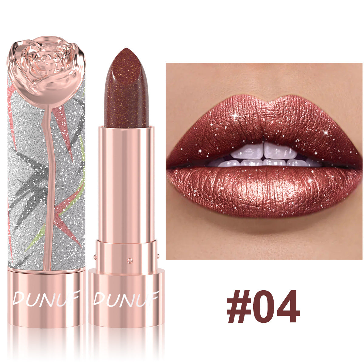 Pearlescent Metallic Lipstick with Gold Shimmer - 6 Colors, Starry Sky Series